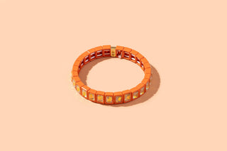 Enamel Stretch Bracelet - Earth Tone Colors - Asst Styles