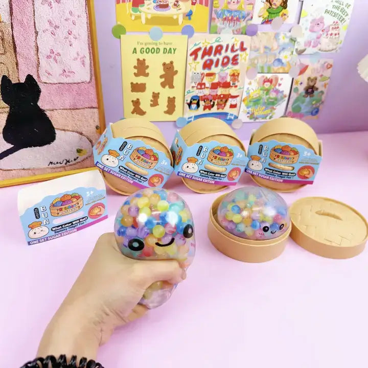 Dumpling Shape Squishy Toy Bead Filled Squeeze Fidget Toy