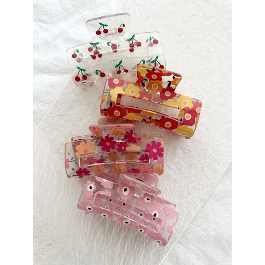 Flower and Cherry Hair Claws - ALLIE FLORAL - 85 Local