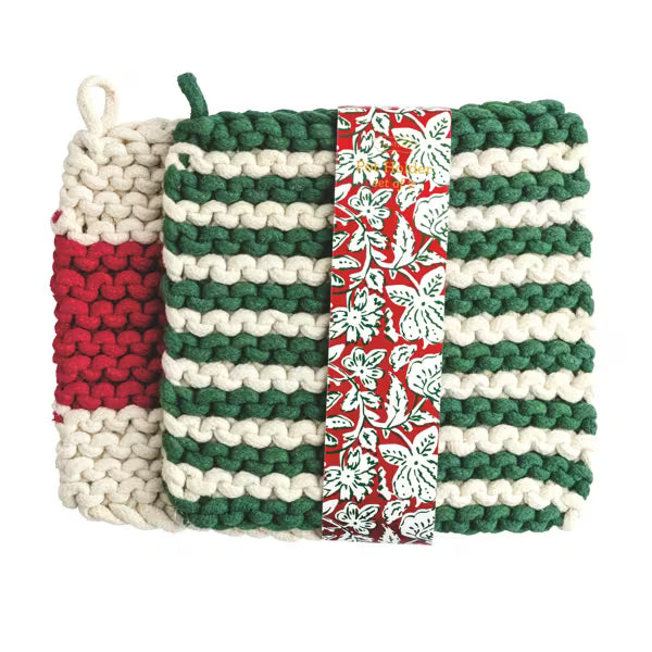 Green Stripe Pot Holder