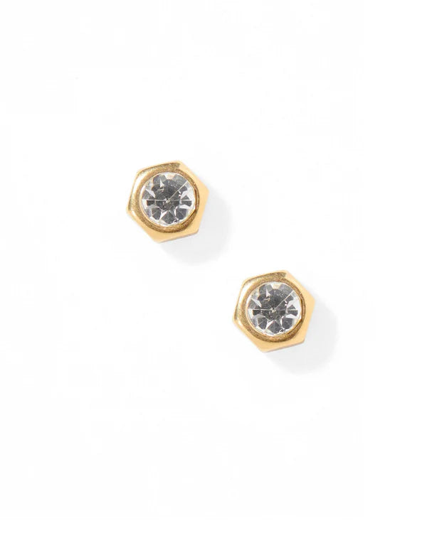 Screwback Stud Earrings- Addison Clear Gold