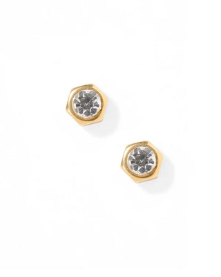 Screwback Stud Earrings- Addison Clear Gold