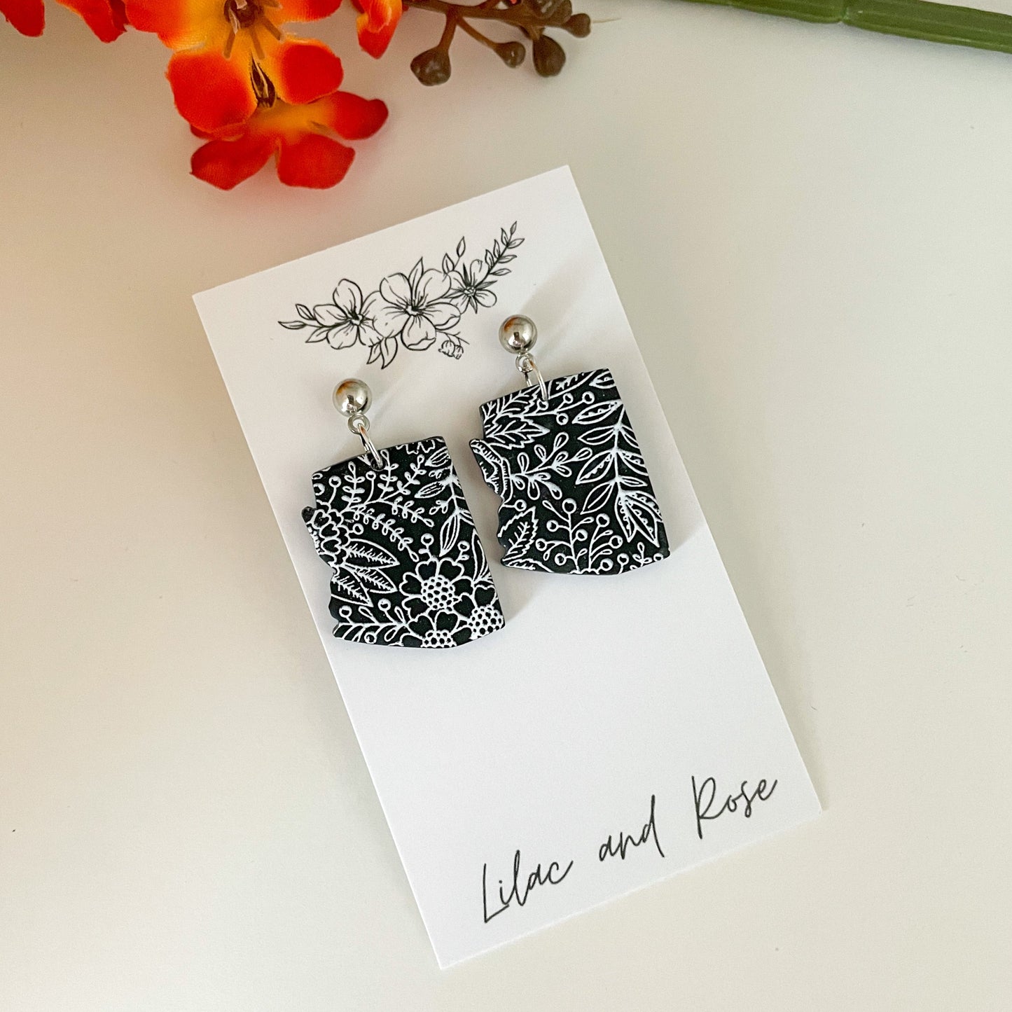 Black Floral Arizona Earrings