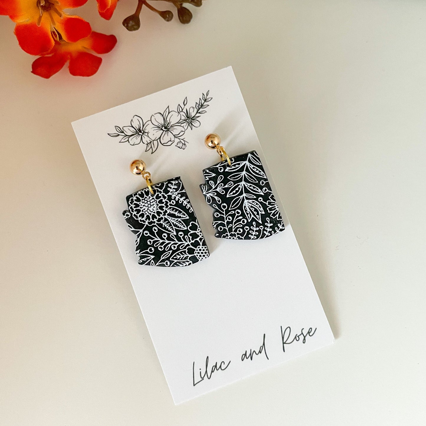 Black Floral Arizona Earrings